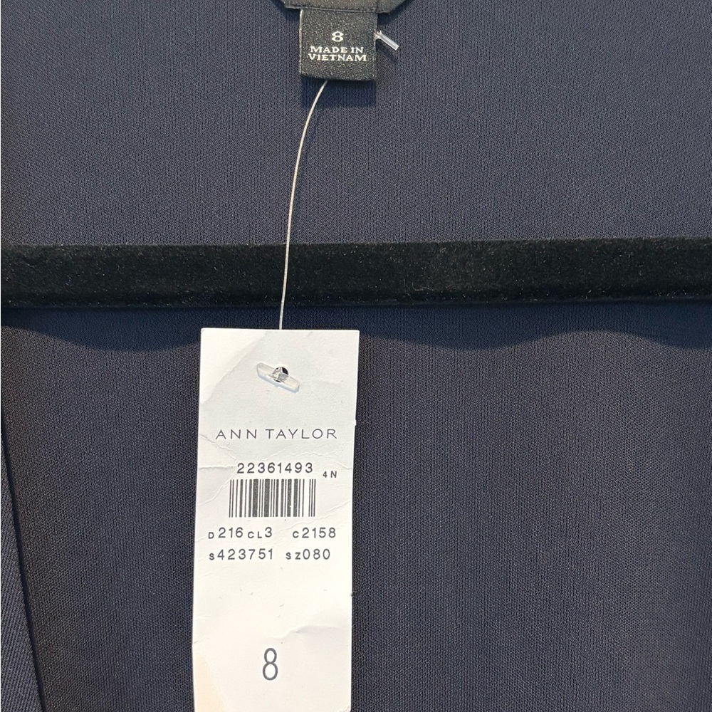 NWT Ann Taylor Elegant Navy Wrap Dress 8 - Picture 3 of 4